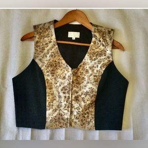 Vintage 50s Rockabilly Waistcoat Leopard Zip Sz L Western Cowboy Christmas